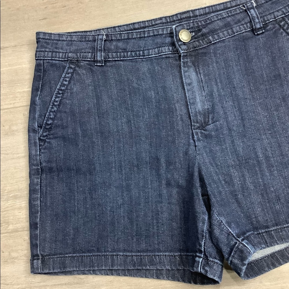 Women's Liz Claiborne 10 M Medium Shorts Jeans Jean Navy Blue Stretch High Rise - Picture 5 of 9